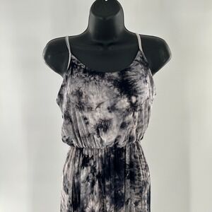 Olivia Rae Tie Dye Maxi Dress Spaghetti Strap Elastic Waist Flowy Womens XS